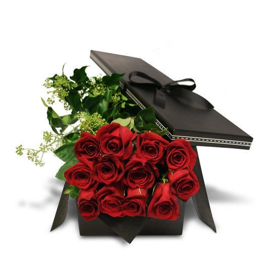 1 Dozen Premium Red Roses Boxed